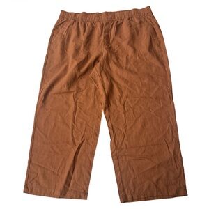NEW Old Navy Women's Brown High Rise Wide Leg Pants Linen Pockets - Size XXL